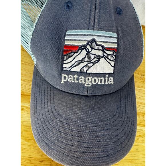 Patagonia Snapback Blue Gray Ball Cap One Size Adjustable Embroidered Mesh Back - Picture 6 of 6